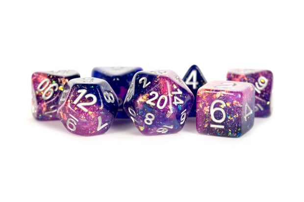 Eternal Purple and Blue Colorful Eternal Resin Polyhedral DND Dice Set by FanRoll Dice