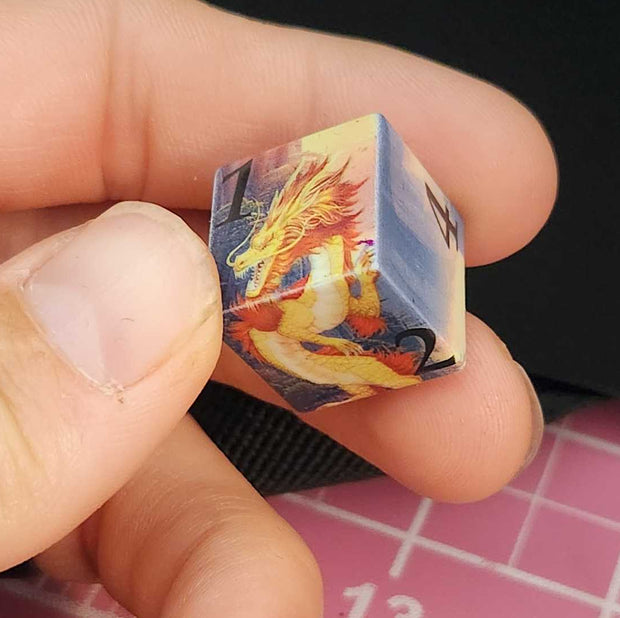 Mizuki's Hoard Skyfire Dragon Sharp Edge Resin Polyhedral Dice Set