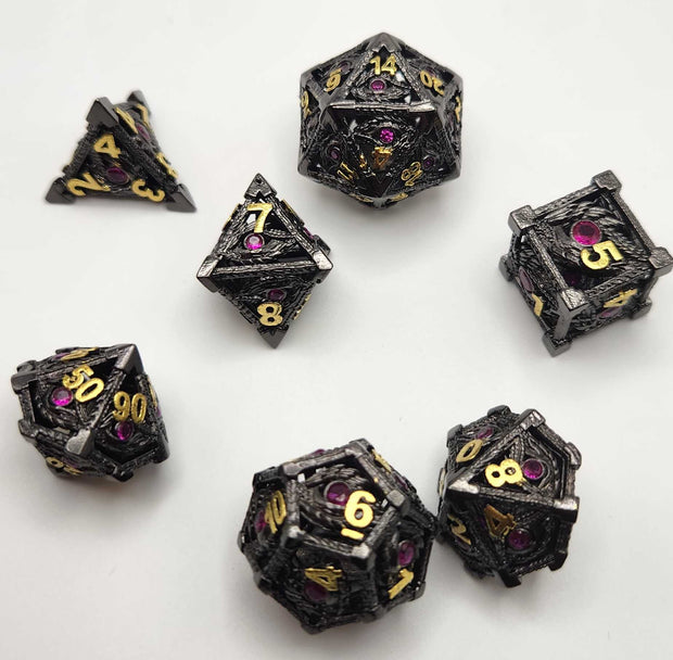 Mizuki's Hoard Red Dragon Eye Metal Polyhedral Dice Set