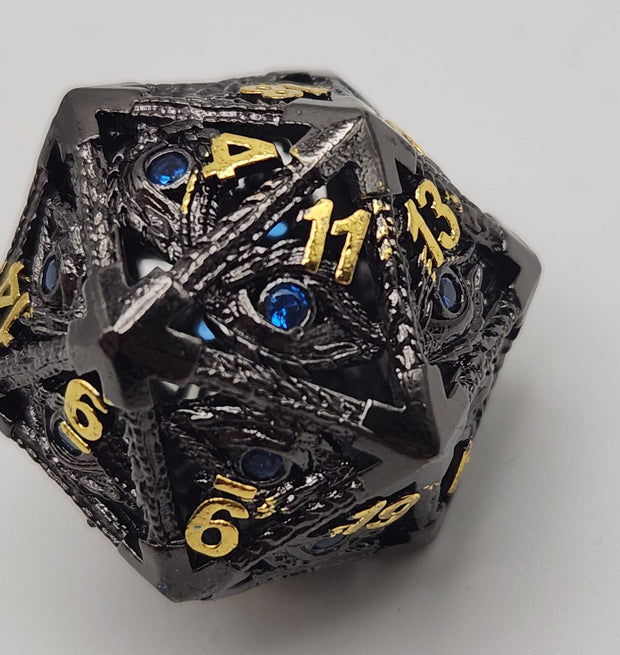 Mizuki's Hoard Blue Dragon Eye Metal Polyhedral Dice Set