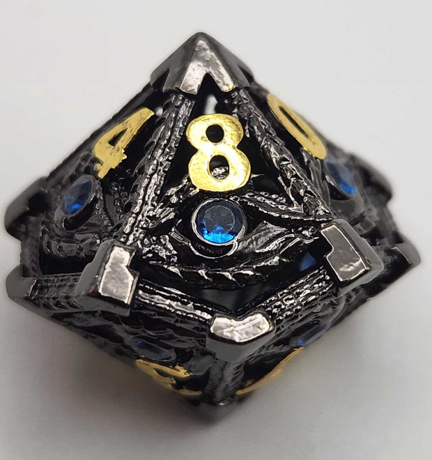 Mizuki's Hoard Blue Dragon Eye Metal Polyhedral Dice Set