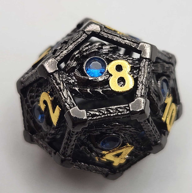 Mizuki's Hoard Blue Dragon Eye Metal Polyhedral Dice Set