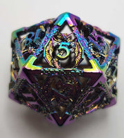 Mizuki's Hoard Rainbow Hollow Dragon Metal Polyhedral Dice Set