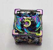 Mizuki's Hoard Rainbow Hollow Dragon Metal Polyhedral Dice Set