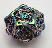 Multicolored die on a white background