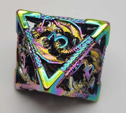 Mizuki's Hoard Rainbow Hollow Dragon Metal Polyhedral Dice Set