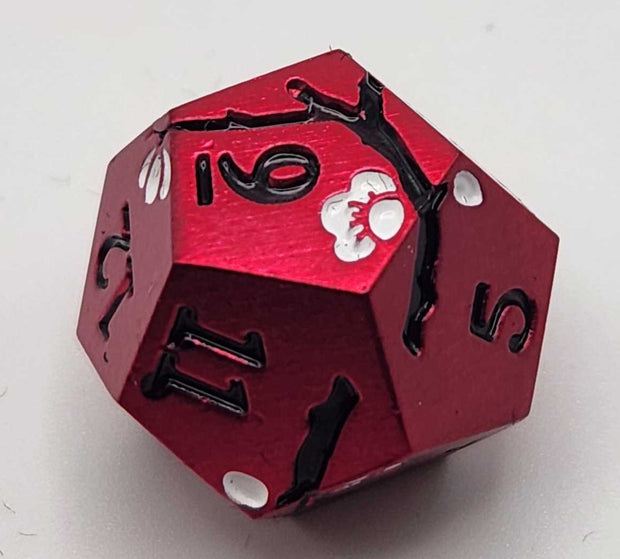 Mizuki's Hoard Vermillion Bloom Metal Polyhedral Dice Set