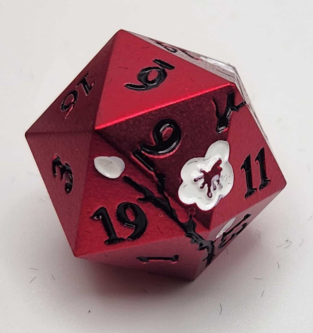 Mizuki's Hoard Vermillion Bloom Metal Polyhedral Dice Set