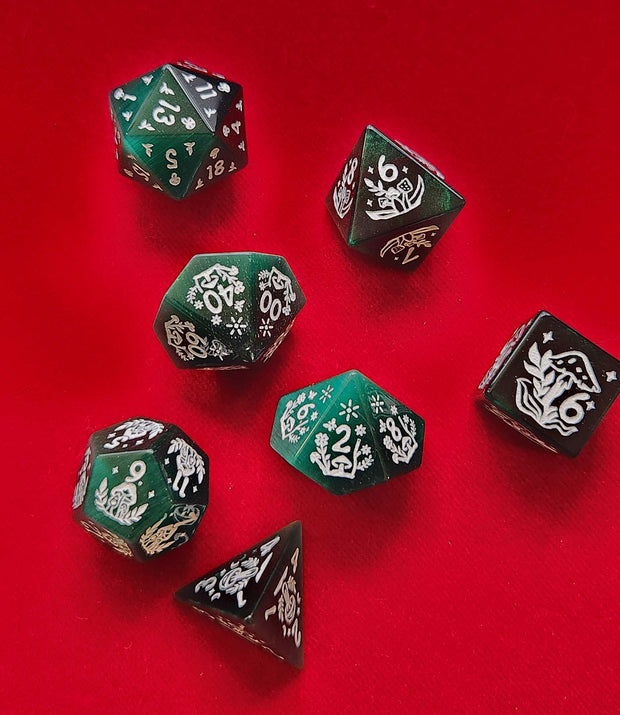 Mizuki's Hoard Sylvan Spore Gemstone Polyhedral Dice Set