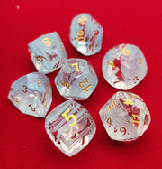 Mizuki's Hoard Diamond Dust Glass Polyhedral Dice Set