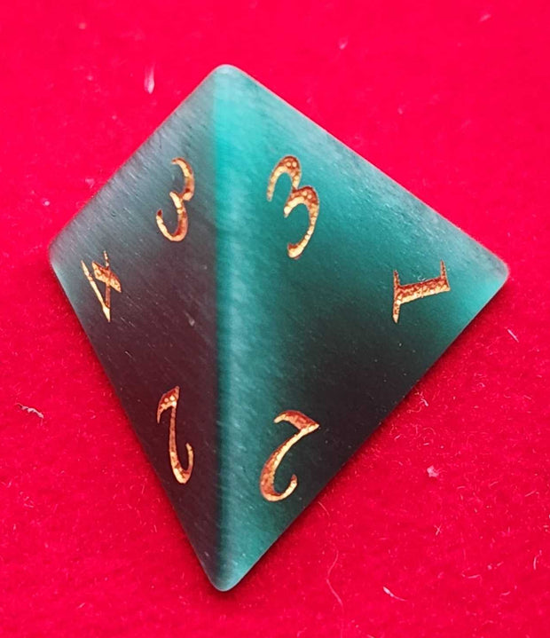 Mizuki's Hoard Green Cat's Eye Gemstone Polyhedral Dice Set