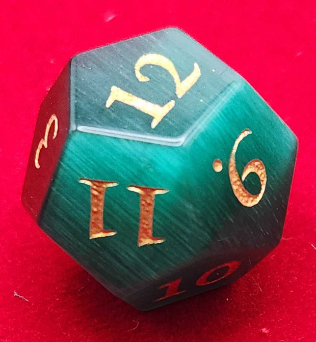 Mizuki's Hoard Green Cat's Eye Gemstone Polyhedral Dice Set