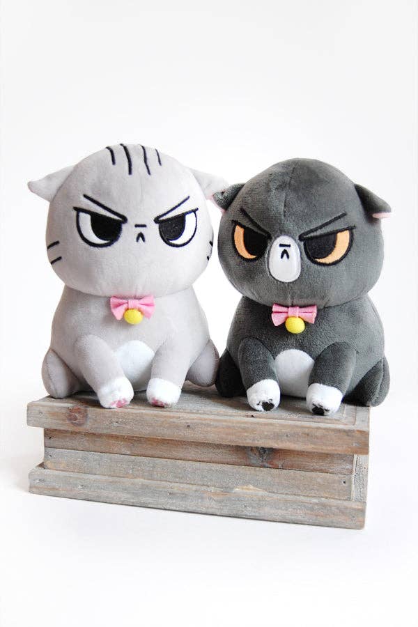 Angry Cat Plush- Gray Tabby Version