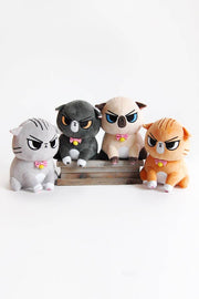 Angry Cat Plush- Gray Tabby Version