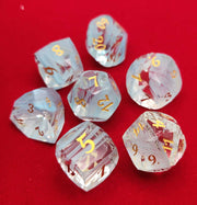 Mizuki's Hoard Diamond Dust Glass Polyhedral Dice Set
