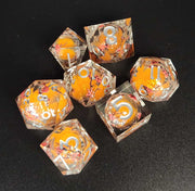 Mizuki's Hoard Emberbloom Sharp Edge Resin Polyhedral Dice Set