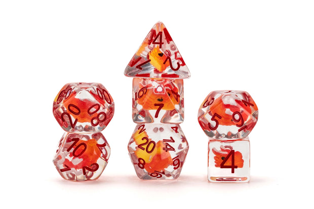 Dragon Storm Inclusion Resin Dice Set: Red Dragon by FanRoll Dice