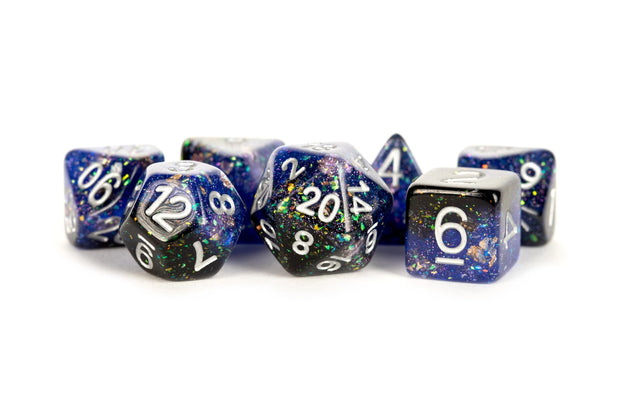 Eternal Blue and Black Colorful Eternal Resin Polyhedral DND Dice Set by FanRoll Dice