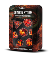Dragon Storm Inclusion Resin Dice Set: Red Dragon by FanRoll Dice